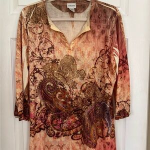 Chico's Earthy Tone Paisley Tunic Top